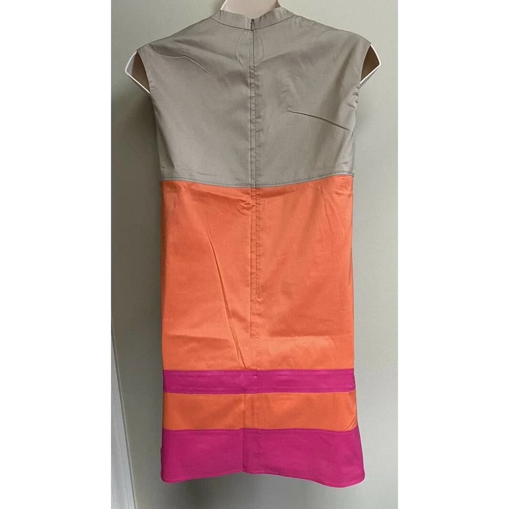 Rene Lezard Beautiful Cotton Poplin Shift‎ Colorblock Dress~38 - Picture 4 of 7